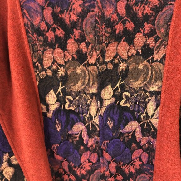 Soft Surroundings Jacket Womens 1X Rust Orange Zip Front Tapestry Floral Back - Picture 15 of 16